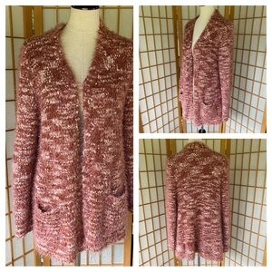 Peyton Primrose Marled Vicuna Eyelash Cardigan Sweater SZ M